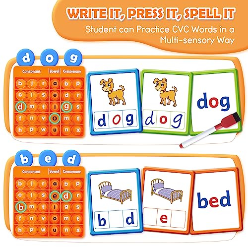Torlam CVC Word games Phonics Games Sight Words Flash Cards, Spelling Reading Learning Flashcards, Speech Therapy Toy Preschool Kindergarten Classroom Learning Activities Must Have Homeschool Supplies - style: CVC