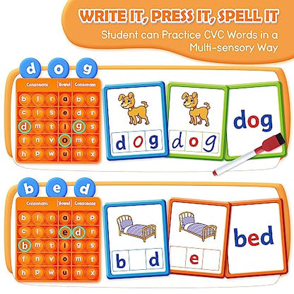 Torlam CVC Word games Phonics Games Sight Words Flash Cards, Spelling Reading Learning Flashcards, Speech Therapy Toy Preschool Kindergarten Classroom Learning Activities Must Have Homeschool Supplies - style: CVC