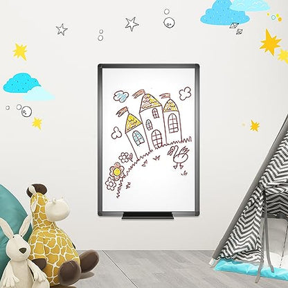 VIZ-PRO Magnetic Whiteboard/Dry Erase Board with Black Aluminium Frame, 48 X 24 Inches, Includes 1 Eraser & 2 Markers & 4 Magnets - size: 48 X 24 Inches