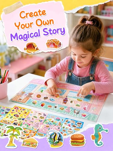 Sinceroduct Stickers for Kids, 1800+ PCS 64 Sheets Ocean Animal Food Stickers, Waterproof Sea Life Stickers for Toddlers, Teachers, Scrapbooking, Party Favors, Goodie Bags, Reward Charts - color: Sea Animal Food-8