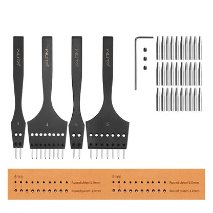 WUTA Leather Stitching Punch, 3nd Removable Round Hole Pricking Irons, Professional Working Hole Punch Tool Set for DIY Leather Craft（4mm- 2+8 Hole & 5mm- 2+7 Hole） - size: 3nd 4mm- 2+8 Hole & 5mm- 2+7 Hole