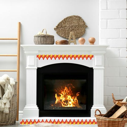 Whaline 65.6Ft Fire Bulletin Board Border Glitter Red Fire Die Cut Trim Border Roll for Back to School Chalkboard Wall Decor - style: Fire
