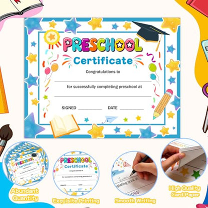 Preschool Kindergarten Diploma Graduation Certificates 30 Pcs Prek Preschool Graduation Diploma Certificate Achievement Award Certificate for Kids Student Teacher Preschools Graduations Gift Supplies - color: Preschool a