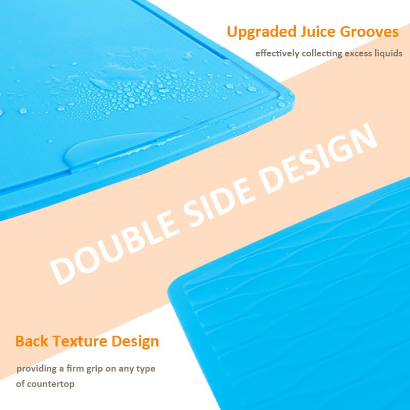 Liflicon Thick Silicone Cutting Boards for Kitchen Silicone Chopping Boards/Mats Set of 2 Extra Large14.6''x10.43'', Mini 9.1”x7.1” Non-slip Deep Drip Juice Groove, Dishwasher Safe-Red - color: Red, size: S+L