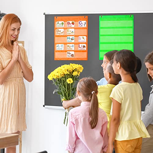 Lincia 6 Pcs Classroom Magnetic Pocket Chart Squares Teacher Small Mini Pocket Chart Organizer Back to School Resources for Homeschool Schedule Activities, 6 Colors(17.7 x 14 Inch)