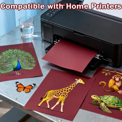100 Sheets 65lb WineRed Cardstock, 8.5" x 11", Printer WineRed Paper for DIY Craft Card Making Blank Invitation Paper Holiday Paper, 65LB Cover 180 GSM - color: WineRed, size: 65lb-100sheets