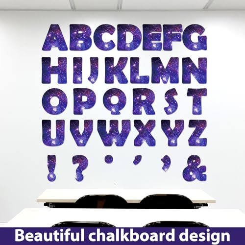 Qyeahkj 150 PCS Large 6" Font Bulletin Board Letters Outer Space Themed Punctuation Cutouts Combo Set Galaxy Letters Decoration Classroom Starry Sky Alphabet Poster for Home School Wall Display Decor - style: Starry Sky
