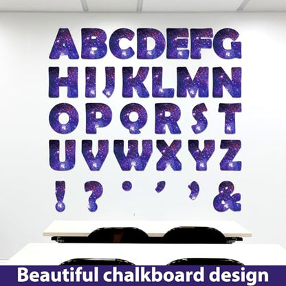 Qyeahkj 150 PCS Large 6" Font Bulletin Board Letters Outer Space Themed Punctuation Cutouts Combo Set Galaxy Letters Decoration Classroom Starry Sky Alphabet Poster for Home School Wall Display Decor - style: Starry Sky