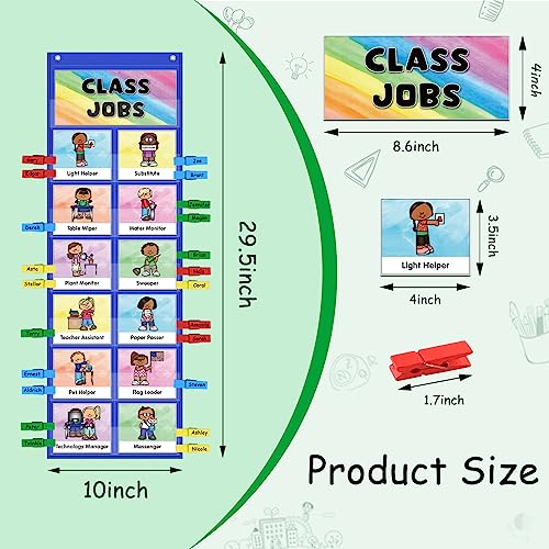ABCxGOOD Class Jobs Pocket Chart Class Management Educational Pocket Chart Teacher's Helper, Preschool Classroom Must Haves Supplies, Great for Classroom Homeschool. (Blue) (Blue, 29.5"*10") - color: Blue, size: 29.5"*10"