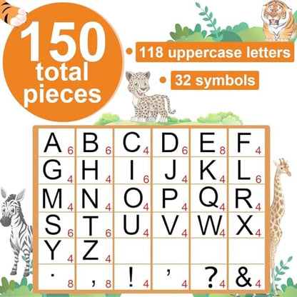 150 PCS Large 6" Bulletin Board Letters Set, Safari Jungle Classroom Alphabet Cutout Letter for Bulletin Board Display Home School, A Great Helper to Inspire Students' Learning Interest - style: Jungle Animal
