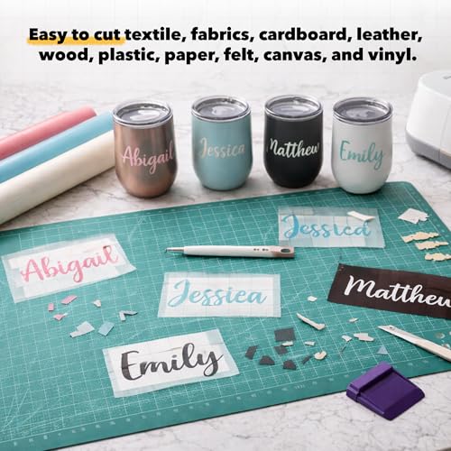 Mandala Crafts Self-Healing Cutting Mat Set – 18" x 24" A2 Purple Pink Double-Sided 5-Ply Mat with Fabric Cutter, Quilt Ruler & Craft Knife for Sewing, Quilting, Leather & Scrapbooking - color: Purple Combo, size: 18 x 24 Inches Mat Combo