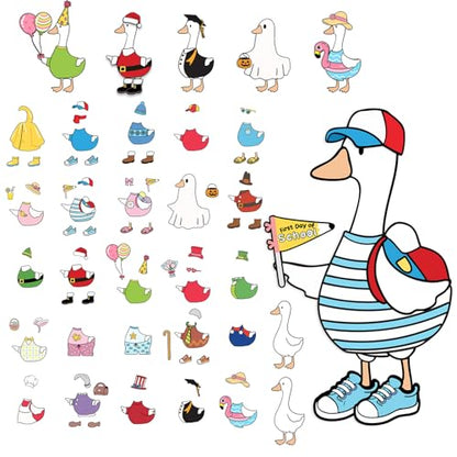 Tinlade 87 Pcs Weather Silly Goose Classroom Decor 9" x 6" Silly Goose Chart Bulletin Board Set with 25 Interchangeable Dress up Class Decor Classroom Management Supplies for Teacher Preschool Ideas