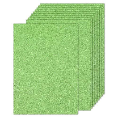 PATIKIL 10 Sheets Light Green Glitter Cardstock Paper, A4 250gsm Rectangle Premium Sparkly Paper Craft Cardstock Paper for Scrapbook Card Making DIY Art Projects Wedding Party - color: Light Green, size: A4