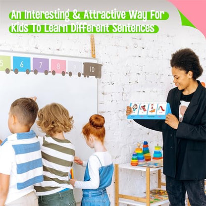 Sentence Flip Charts, 80 Double Sided Cards 40 Sentences, Learn Parts of Speech Who/What/Where Sentence Building Freestanding Flip Chart Educational Tool for Preschool Kindergarten 1st 2nd Grade - style: Sentence-C