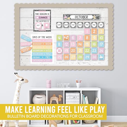 Hadley Designs Classroom Calendar Set Bulletin Board Decorations - Pastel School Calendar for Classroom Decor, Kindergarten Preschool Elementary Teacher Must Haves, Homeschool & Daycare Essentials - style: Composition Notebook
