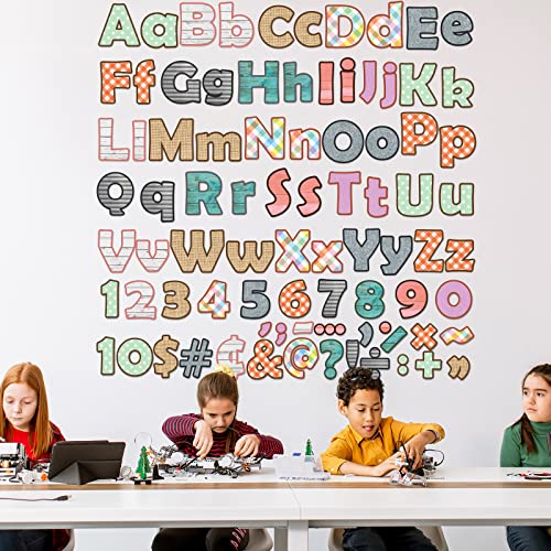 260pcs Letters Combo Pack Set Wood Grain Classroom Decorations Alphabet Letters Numbers Bulletin Board Block Accents Cutouts for Students Kids - style: Wood