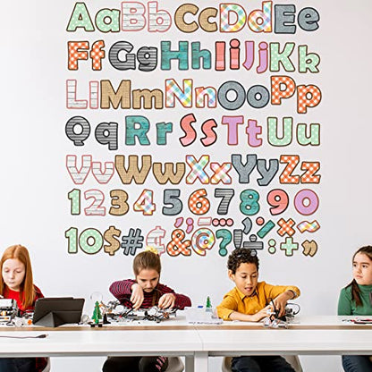 260pcs Letters Combo Pack Set Wood Grain Classroom Decorations Alphabet Letters Numbers Bulletin Board Block Accents Cutouts for Students Kids - style: Wood