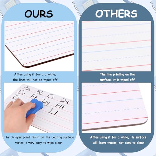 18 Pack Dry Erase Lapboards with Lines 6 x 9 inch Double Sided White Boards with 18 Black Markers 6 Erasers Small White Dry Erase Boards for Students Teacher Classroom Supplies - style: Lined Dry Erase Board