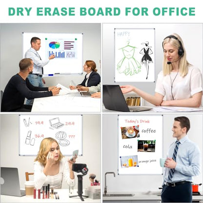 H-Qprobd 4' x 3' Whiteboard Dry Erase White Board for Wall 48x36 (2pcs) Magnetic Boards for Office Classroom & Home, Small Wall Whiteboard Including 6 Markers, 20 Magnets, 2 Erasers - size: 48"x36"(2pcs)