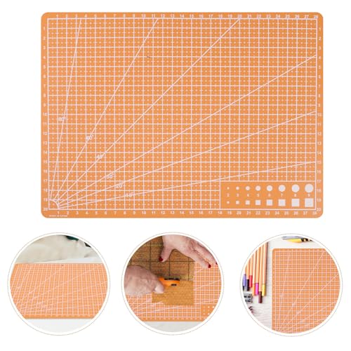 VILLCASE A4 Double-sided Cutting Mat for Crafts and Artist Carving, Orange Small Craft Cutting Board 30×22cm, Precision Sewing and DIY Work Mat for Hobbyists