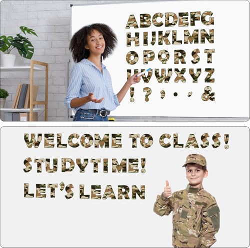 150PCS Large 6" Bulletin Board Letters Set, Camouflage Themed Classroom Alphabet Cutout Letter for Bulletin Board Display Home School, A Great Helper to Inspire Students' Learning Interest - style: Camouflage Themed