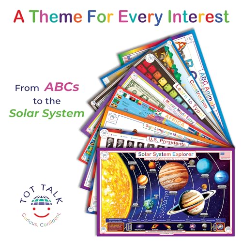 Tot Talk Asia Educational Placemat for Kids – Made in USA – Durable, Double-Sided Placemat Countries, Capitals, Flags, Waterways, Landmarks & Memory Activities – Waterproof Wipeable, 17.5” x 11.5” - color: Asia
