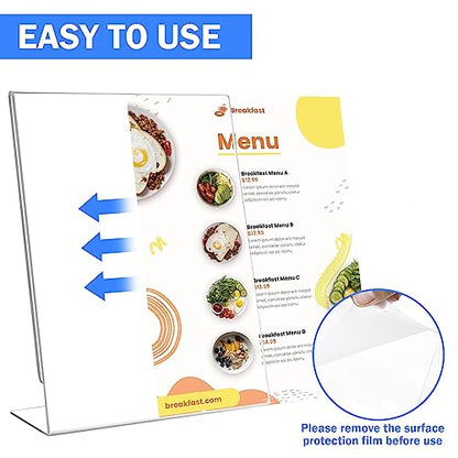 12 Pack Acrylic Sign Holder 8.5 x 11 Slant Back Acrylic Stands for Display Plexiglass Clear Acrylic Display Stands for Ad Frame, Picture Photo Frames, Promotions, Restaurants, Office, Store - size: Vertical 12 pack 8.5 x 11 inches