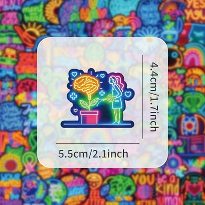120PCS Neon Mental Health Stickers Gifts for Teens Adults, Mental Health Matters Awareness Items Waterproof Vinyl Decals for Laptops Water Bottles Helmet Doctor Reward Stickers Therapist Office Decor - style: Neon-Mental Health