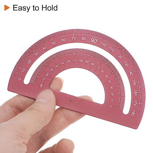 HARFINGTON 4pcs Geometry Set 15cm Metric Measure Laser Engraving Aluminum Ruler Metal Ruler Set Triangle Protractor Ruler Tool Set for Classroom, Office, Home, Red - color: Red