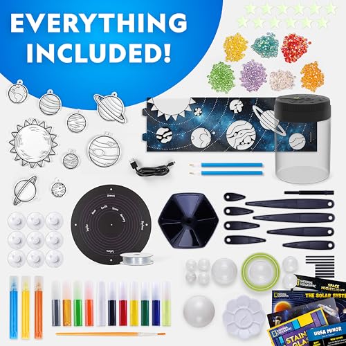 National Geographic Ultimate Space Activity Kit – Diamond Painting Solar System Night Light, Glow-in-The-Dark Solar System Model & Stained Glass Window Art, Outer Space STEAM Arts & Crafts for Kids - style: Ultimate Space Kit