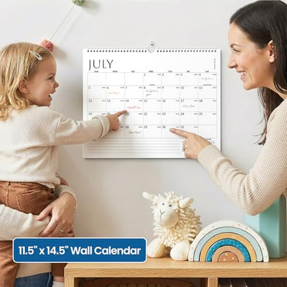 SUNEE 2026-2027 Calendar - 18 Months Wall Calendar Jul. 2026 - Dec. 2027, 14.5"x11.5" Big Grid Hanging Calendar with Note for Organizing & Planning, White - color: White