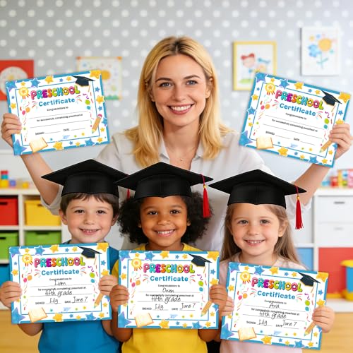 Preschool Kindergarten Diploma Graduation Certificates 30 Pcs Prek Preschool Graduation Diploma Certificate Achievement Award Certificate for Kids Student Teacher Preschools Graduations Gift Supplies - color: Preschool a