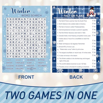 COCHIE 30 Players Winter Holiday Christmas Party Games for Adults Family Office Large Groups, Word Search Game, Riddle Game, Fact or Flake Games with Answer Key (Winter Search) - style: Winter Search