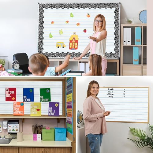 Lined Bulletin Board Roll 15.7in x 36ft Reusable Waterproof Non-Woven Fabric Background Fade Resistant Erasable Blue Lined Classroom Bulletin Board Decor for School Office Arts Crafts Home Wall Decor