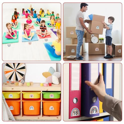 COCHIE 4" Number Stickers Boho Classroom Decor Set, 52PCS Line up Spots for Classroom Floor Decals Sticker Labels Accents Cutouts, Back to School Preschool Kindergarten Decorations (Rainbow) - size: 4", style: Rainbow