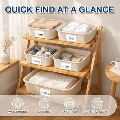 H4D 48 Pack Labels for Storage Bins, 4" x 6" Plastic Clear Adhesive Index Card Holders, Tote Label Pockets for Organizing Storage, Library Card, Shelves - size: 4" x 6", style: 48 Pack