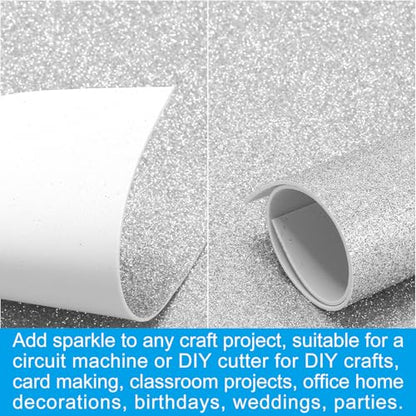 PATIKIL 2mm(1/10") Thick Adhesive Glitter Foam Sheet 16x24inch(40x60cm) Silver Tone, EVA Shiny Foam Board for Craft, 6 Pcs - color: Silver Tone