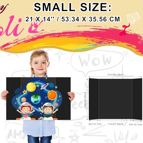 HAUTOCO 3 Pcs Small Black Trifold Poster Board 21 x 14 inches and 12 Pack White Trifold Poster Board 26'' x 15.74'' for Science Fairs, School Projects
