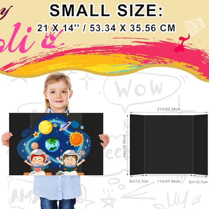 HAUTOCO 3 Pcs Small Black Trifold Poster Board 21 x 14 inches and 12 Pack White Trifold Poster Board 26'' x 15.74'' for Science Fairs, School Projects