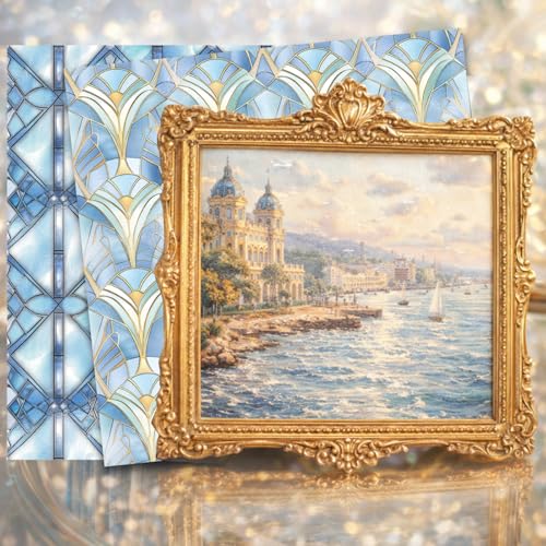 PRSTINCOL Scrapbook Paper,16 Sheets 6 x 6 Inch Blue Windowpane Style Scrapbook Supplies,Single-Sided Vivid Origami Decoupage Paper for DIY Crafts, Card Making, Art Journaling - color: Blue_Windowpane