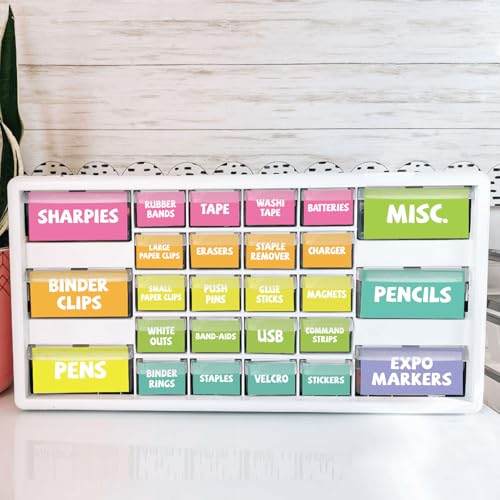 42 Pieces Teacher Toolbox Labels Tool Box Storage Label Classroom Supply Decor for Back to School Teachers Classroom Organization (Bright Rainbow) - style: Bright Rainbow