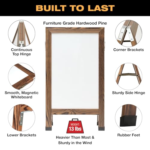 Excello Global Products 40" x 22" Indestructible A-Frame Whiteboard - Brown - color: Brown