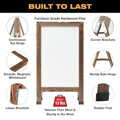 Excello Global Products 40" x 22" Indestructible A-Frame Whiteboard - Brown - color: Brown