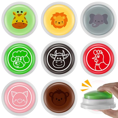 Syhood 8 Pcs Animal Sounds Buzzer for Trivia Games Answer Buzzers Feud Jeopardy Buzzer Button with Lights and Sounds for Party Game Show (Jungle and Farm Style) - style: Jungle and Farm Animal