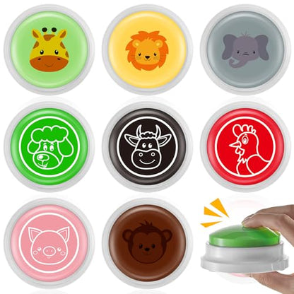 Syhood 8 Pcs Animal Sounds Buzzer for Trivia Games Answer Buzzers Feud Jeopardy Buzzer Button with Lights and Sounds for Party Game Show (Jungle and Farm Style) - style: Jungle and Farm Animal