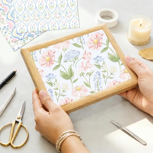 24 Sheets Hydrangea Scrapbook Paper 12'' x 12'' Pastel Floral Pattern Paper Watercolor Hydrangea Double-Sided Scrapbook Pad Blue Pink Flower Scrapbooking Pack for Card Making, Origami, DIY Background