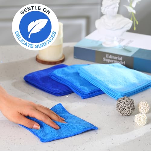 Tanlade Cleaning Cloth Dry Erase Cloth Cleaning Rags Reasonable Kitchen Towels Microfiber Towels Cars Wash(6 x 6 Inch,Blue/Light Blue/Dark Blue,30 Pcs) - color: Blue/Light Blue/Dark Blue, size: 6 x 6 Inch