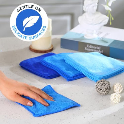 Tanlade Cleaning Cloth Dry Erase Cloth Cleaning Rags Reasonable Kitchen Towels Microfiber Towels Cars Wash(6 x 6 Inch,Blue/Light Blue/Dark Blue,30 Pcs) - color: Blue/Light Blue/Dark Blue, size: 6 x 6 Inch