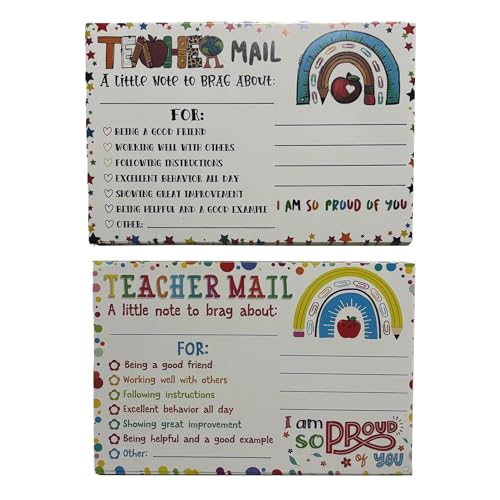 Teacher Mail Notes, 100 Pack Positive Behavior Brag Cards for Students Behavior Classroom Must Haves to Send Home for Preschool Kindergarten Elementary School Supplies