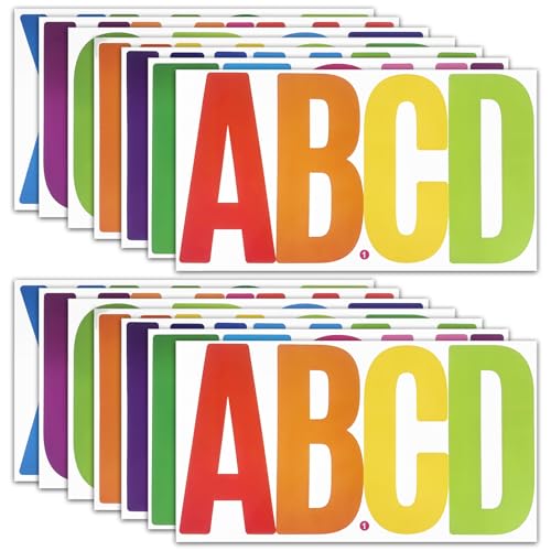 6 Inch Letter Stickers, 76 Pieces Self Adhesive Large Alphabet Symbol Sticker for Mailbox, Door, Truck and Outdoor, Waterproof & Weatherproof, 14 Sheets Multi - color: Multi